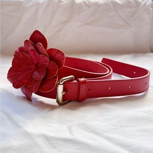 Anne Fontaine orange leather belt with flower